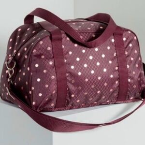 Thirty-One Twinkling Plum Metallic Gold Polka Dot Travel Bag